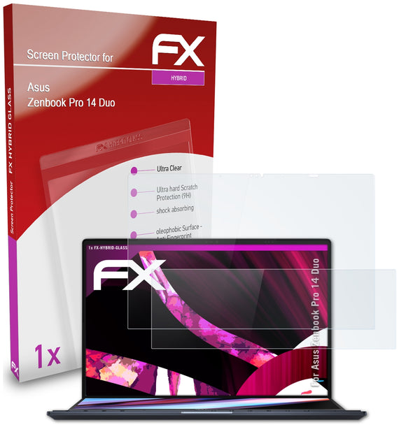 atFoliX FX-Hybrid-Glass Panzerglasfolie für Asus Zenbook Pro 14 Duo