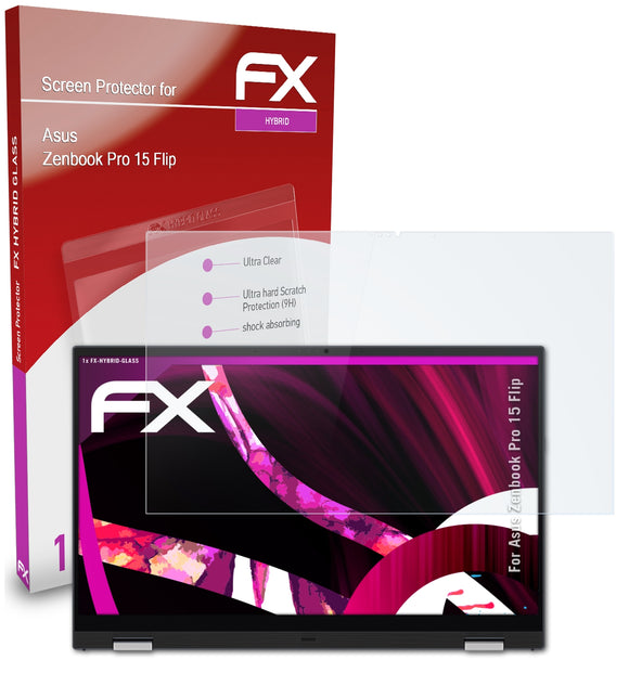 atFoliX FX-Hybrid-Glass Panzerglasfolie für Asus Zenbook Pro 15 Flip