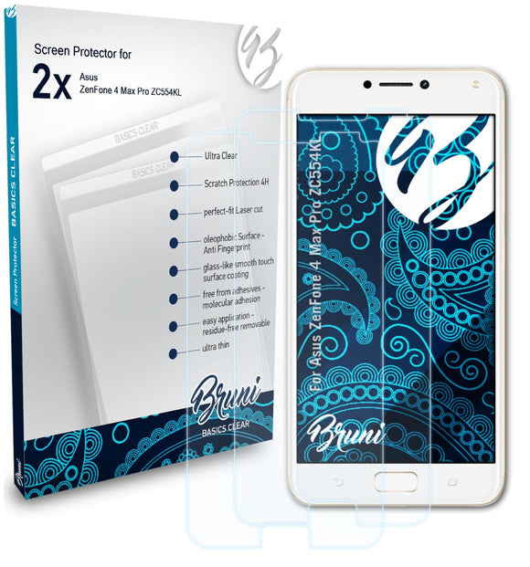 Bruni Basics-Clear Displayschutzfolie für Asus ZenFone 4 Max Pro (ZC554KL)
