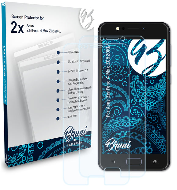 Bruni Basics-Clear Displayschutzfolie für Asus ZenFone 4 Max (ZC520KL)