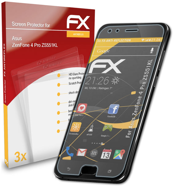 atFoliX FX-Antireflex Displayschutzfolie für Asus ZenFone 4 Pro (ZS551KL)