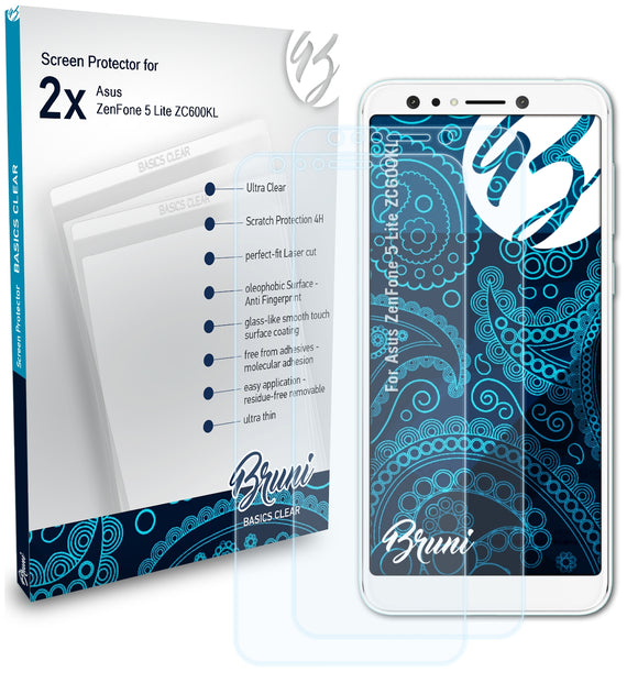 Bruni Basics-Clear Displayschutzfolie für Asus ZenFone 5 Lite (ZC600KL)