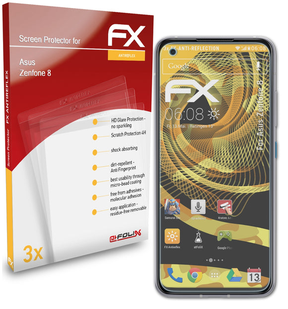 atFoliX FX-Antireflex Displayschutzfolie für Asus Zenfone 8