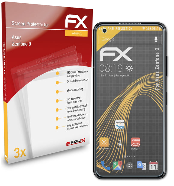 atFoliX FX-Antireflex Displayschutzfolie für Asus Zenfone 9