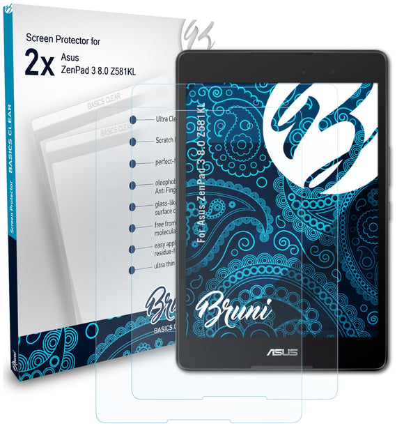 Bruni Basics-Clear Displayschutzfolie für Asus ZenPad 3 8.0 (Z581KL)