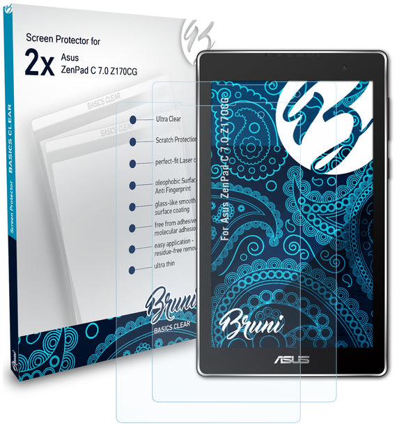Bruni Basics-Clear Displayschutzfolie für Asus ZenPad C 7.0 (Z170CG)