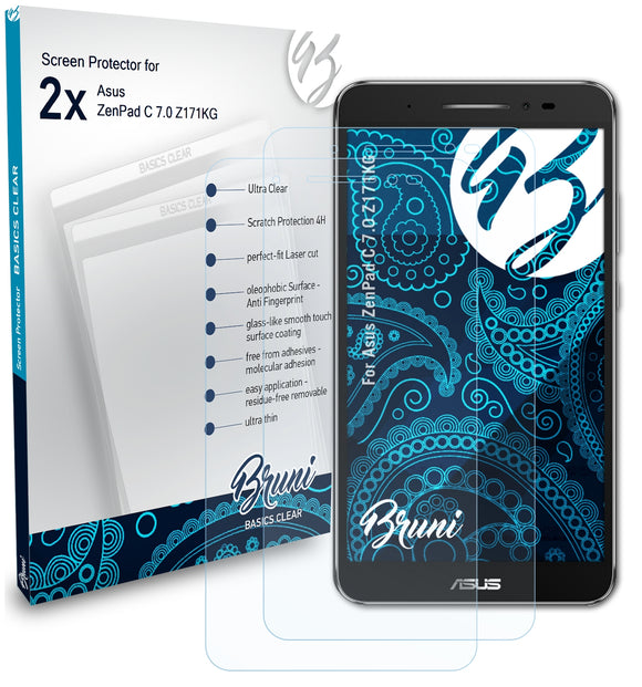 Bruni Basics-Clear Displayschutzfolie für Asus ZenPad C 7.0 (Z171KG)