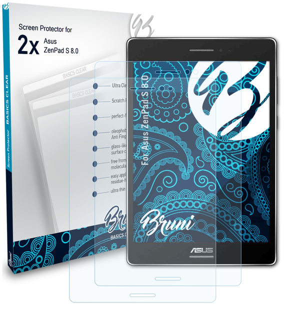 Bruni Basics-Clear Displayschutzfolie für Asus ZenPad S 8.0