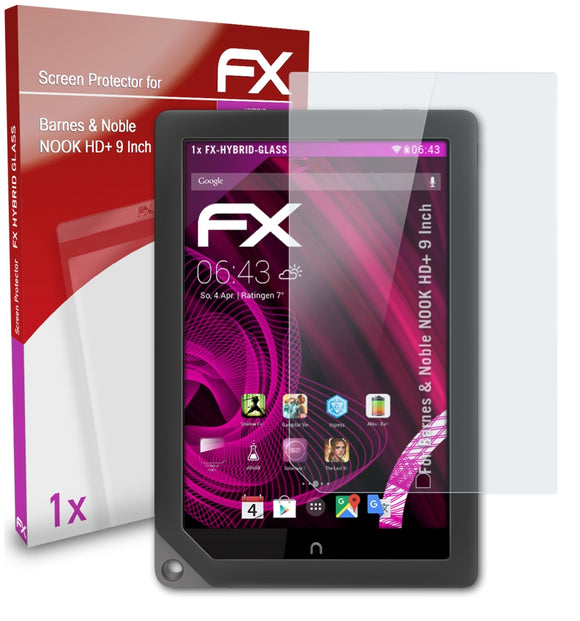 atFoliX FX-Hybrid-Glass Panzerglasfolie für Barnes & Noble NOOK HD+ 9 Inch