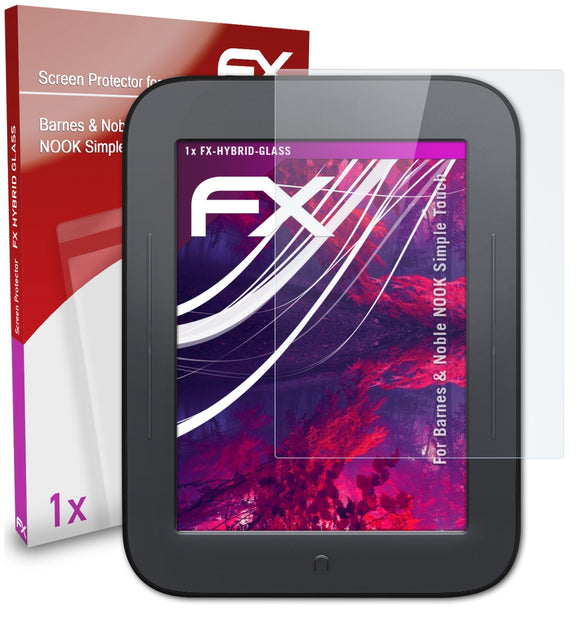 atFoliX FX-Hybrid-Glass Panzerglasfolie für Barnes & Noble NOOK Simple Touch