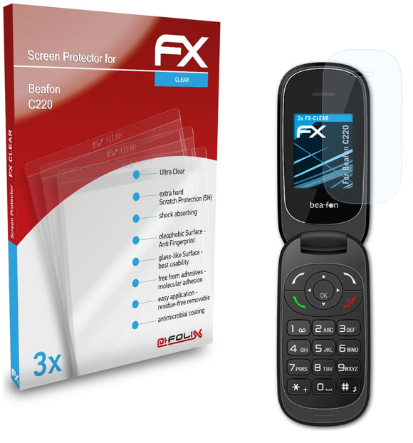 atFoliX FX-Clear Schutzfolie für Beafon C220