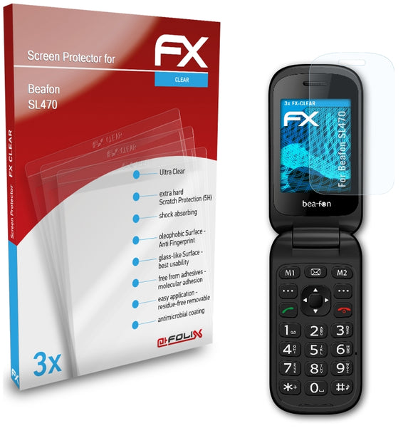 atFoliX FX-Clear Schutzfolie für Beafon SL470