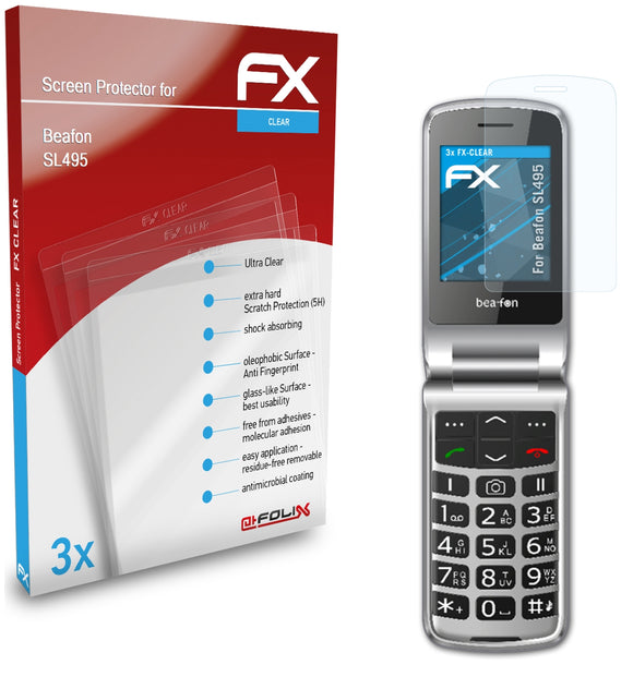 atFoliX FX-Clear Schutzfolie für Beafon SL495