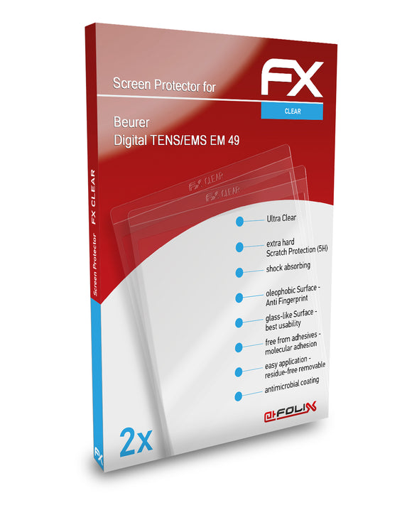 atFoliX FX-Clear Schutzfolie für Beurer Digital TENS/EMS EM 49