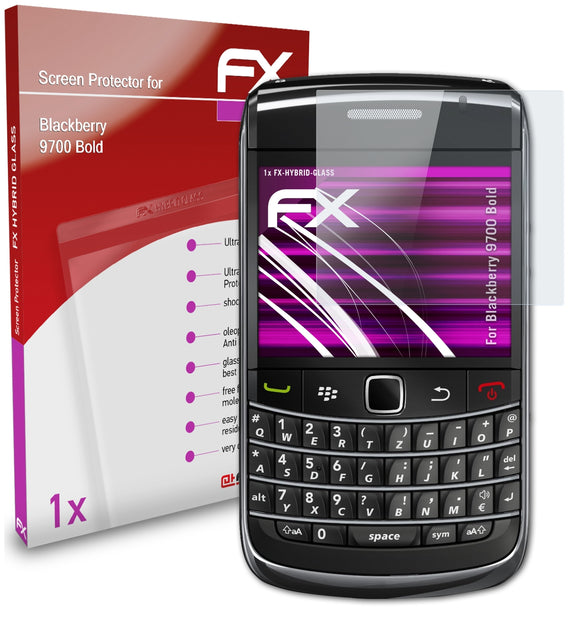 atFoliX FX-Hybrid-Glass Panzerglasfolie für Blackberry 9700 Bold