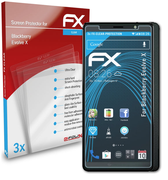 atFoliX FX-Clear Schutzfolie für Blackberry Evolve X