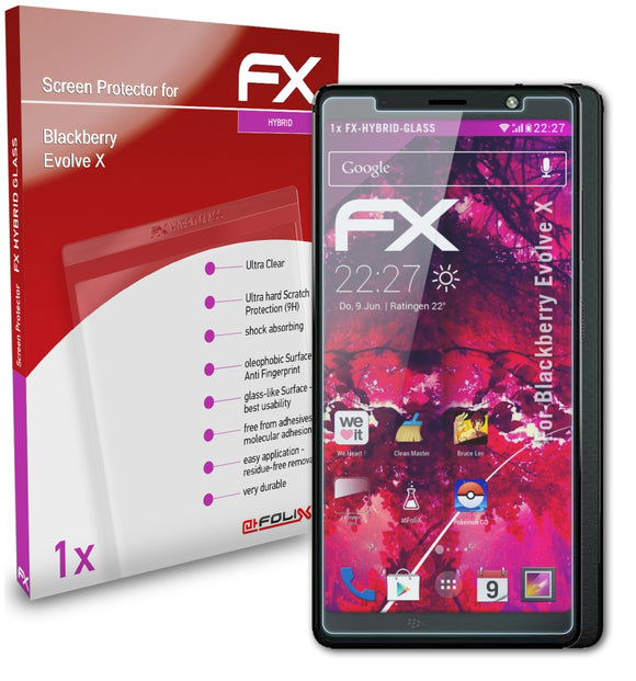 atFoliX FX-Hybrid-Glass Panzerglasfolie für Blackberry Evolve X