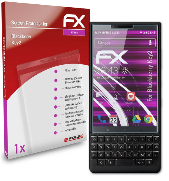 atFoliX FX-Hybrid-Glass Panzerglasfolie für Blackberry Key2