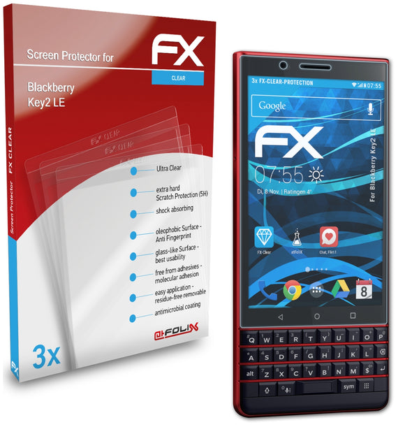 atFoliX FX-Clear Schutzfolie für Blackberry Key2 LE