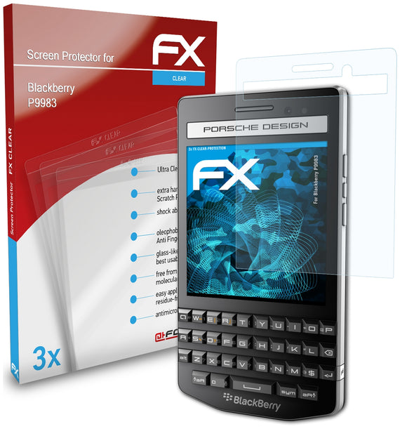atFoliX FX-Clear Schutzfolie für Blackberry P9983