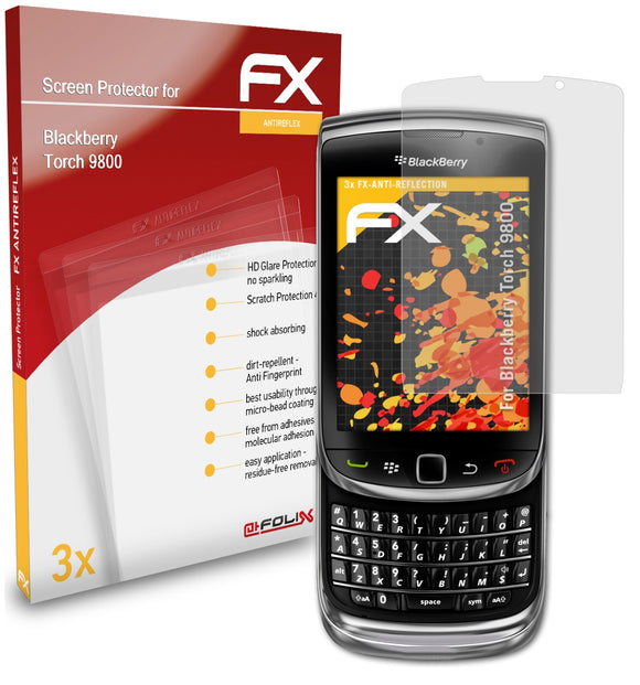 atFoliX FX-Antireflex Displayschutzfolie für Blackberry Torch 9800