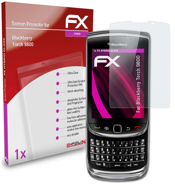 atFoliX FX-Hybrid-Glass Panzerglasfolie für Blackberry Torch 9800