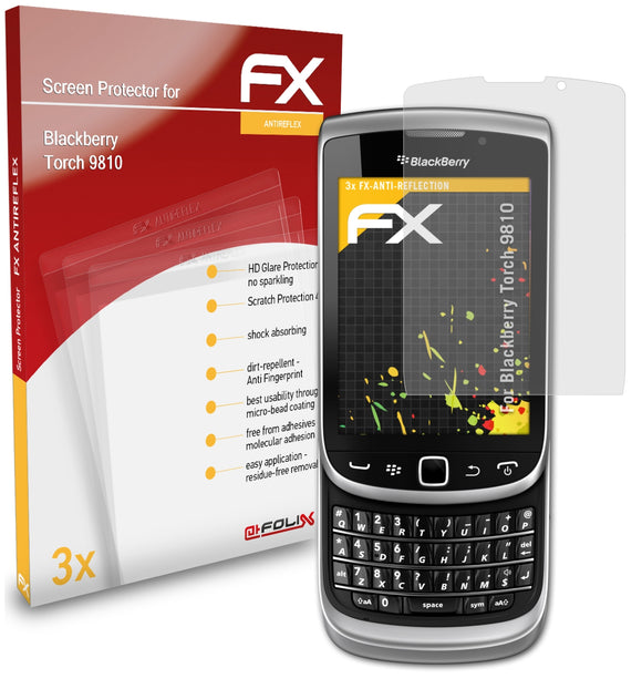 atFoliX FX-Antireflex Displayschutzfolie für Blackberry Torch 9810
