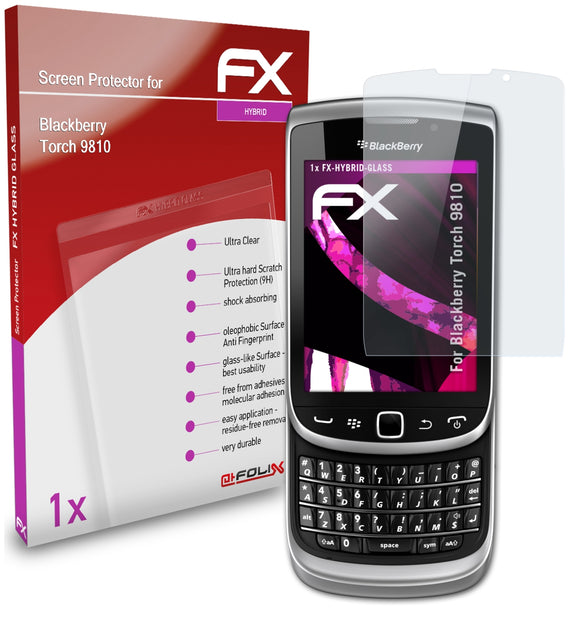 atFoliX FX-Hybrid-Glass Panzerglasfolie für Blackberry Torch 9810