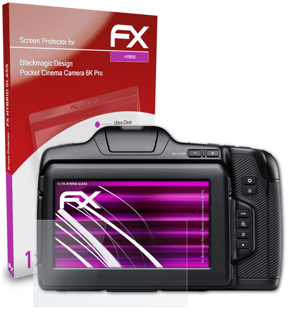 atFoliX FX-Hybrid-Glass Panzerglasfolie für Blackmagic Design Pocket Cinema Camera 6K Pro
