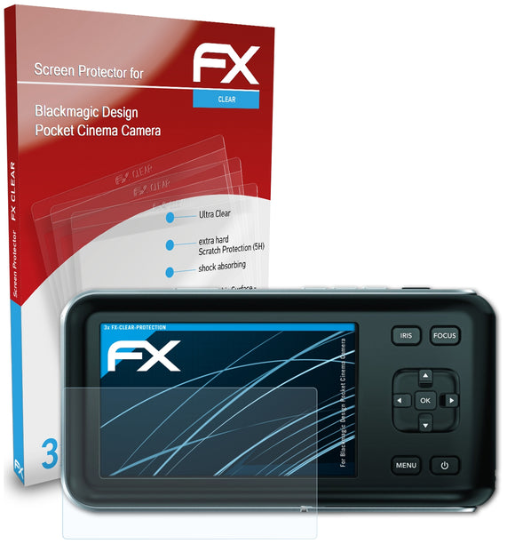 atFoliX FX-Clear Schutzfolie für Blackmagic Design Pocket Cinema Camera