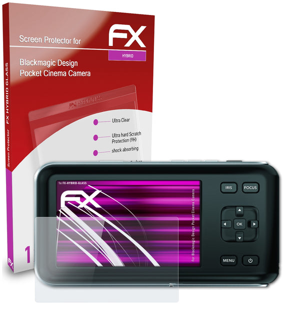 atFoliX FX-Hybrid-Glass Panzerglasfolie für Blackmagic Design Pocket Cinema Camera
