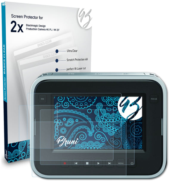 Bruni Basics-Clear Displayschutzfolie für Blackmagic Design Production Camera (4K PL / 4K EF)
