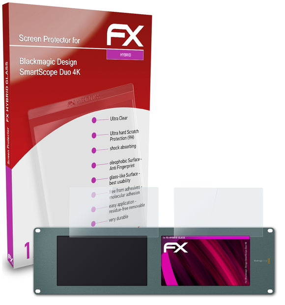 atFoliX FX-Hybrid-Glass Panzerglasfolie für Blackmagic Design SmartScope Duo 4K