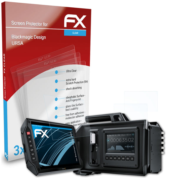 atFoliX FX-Clear Schutzfolie für Blackmagic Design URSA