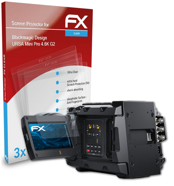 atFoliX FX-Clear Schutzfolie für Blackmagic Design URSA Mini Pro 4.6K G2