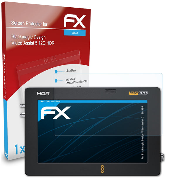 atFoliX FX-Clear Schutzfolie für Blackmagic Design Video Assist 5 12G HDR