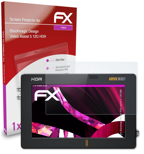 atFoliX FX-Hybrid-Glass Panzerglasfolie für Blackmagic Design Video Assist 5 12G HDR