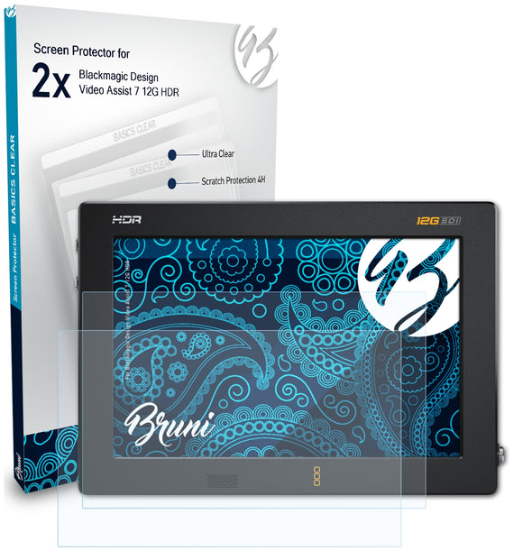 Bruni Basics-Clear Displayschutzfolie für Blackmagic Design Video Assist 7 12G HDR