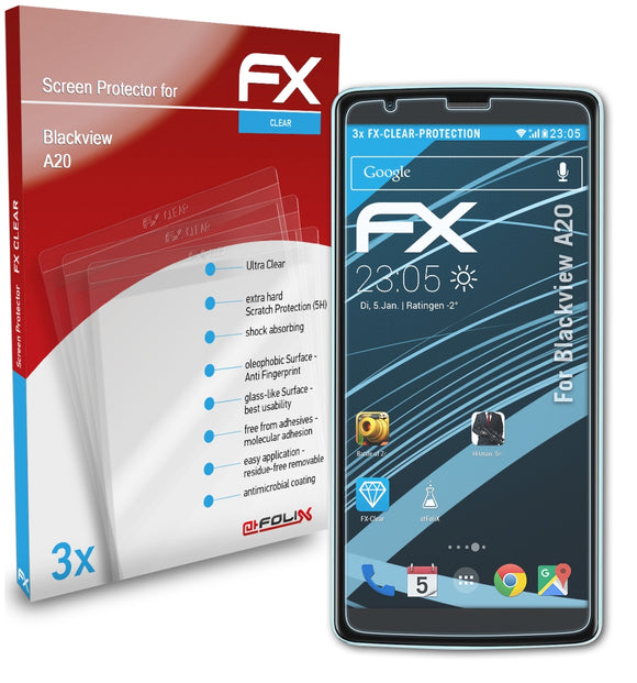 atFoliX FX-Clear Schutzfolie für Blackview A20