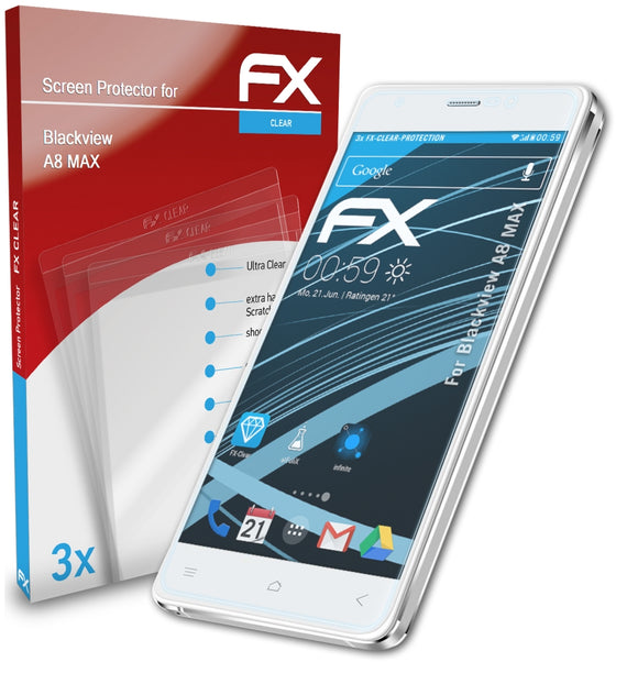 atFoliX FX-Clear Schutzfolie für Blackview A8 MAX