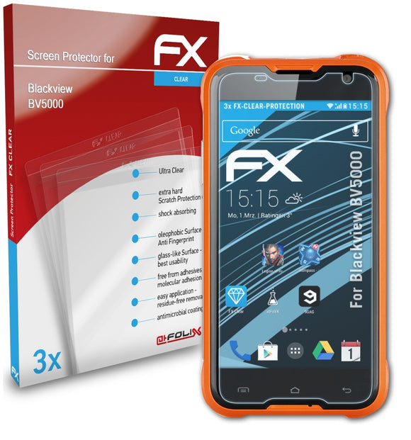atFoliX FX-Clear Schutzfolie für Blackview BV5000