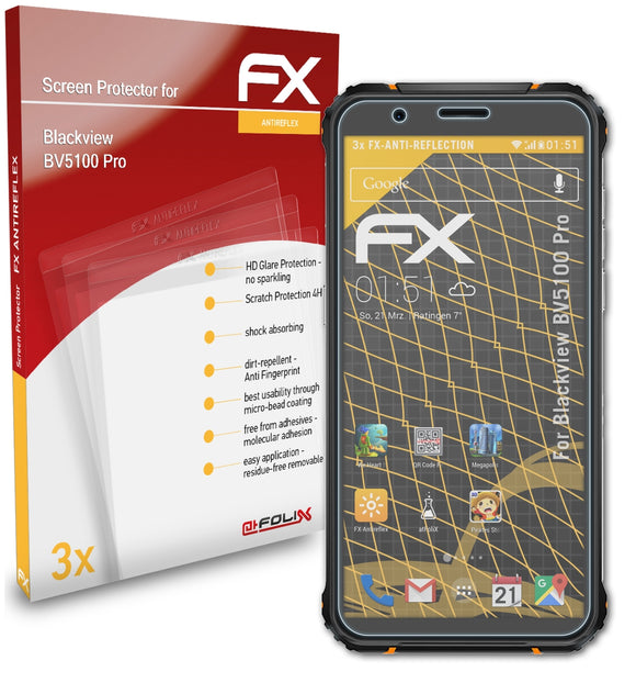 atFoliX FX-Antireflex Displayschutzfolie für Blackview BV5100 Pro