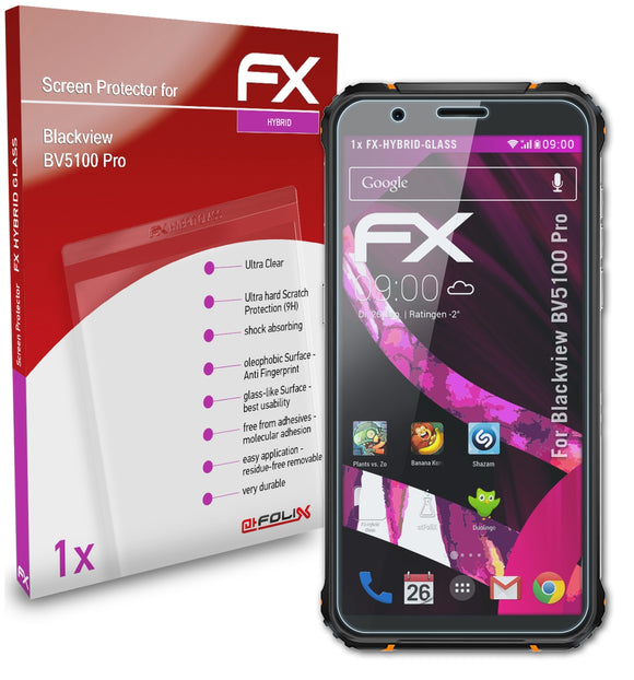 atFoliX FX-Hybrid-Glass Panzerglasfolie für Blackview BV5100 Pro