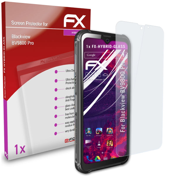 atFoliX FX-Hybrid-Glass Panzerglasfolie für Blackview BV9800 Pro