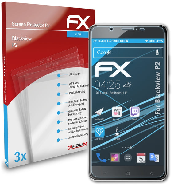 atFoliX FX-Clear Schutzfolie für Blackview P2