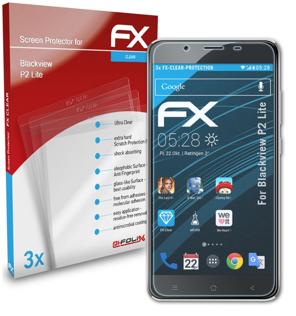 atFoliX FX-Clear Schutzfolie für Blackview P2 Lite