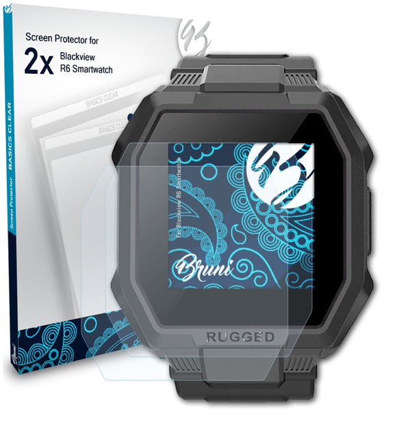 Bruni Basics-Clear Displayschutzfolie für Blackview R6 Smartwatch
