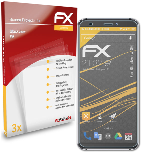 atFoliX FX-Antireflex Displayschutzfolie für Blackview S6