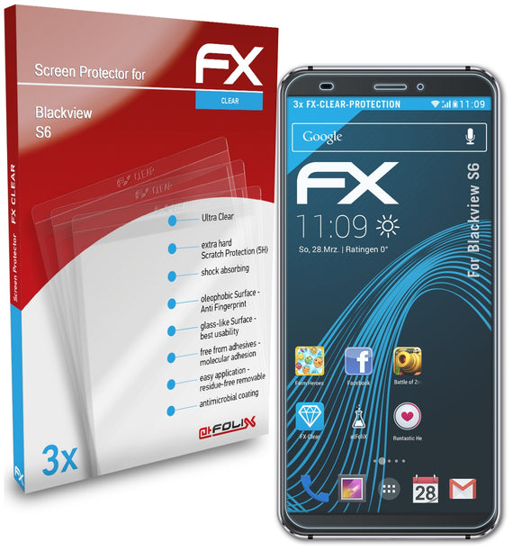 atFoliX FX-Clear Schutzfolie für Blackview S6