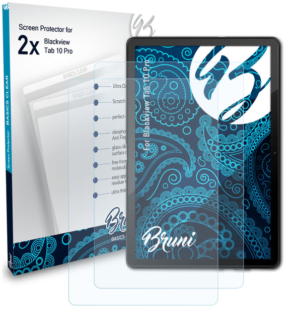 Bruni Basics-Clear Displayschutzfolie für Blackview Tab 10 Pro